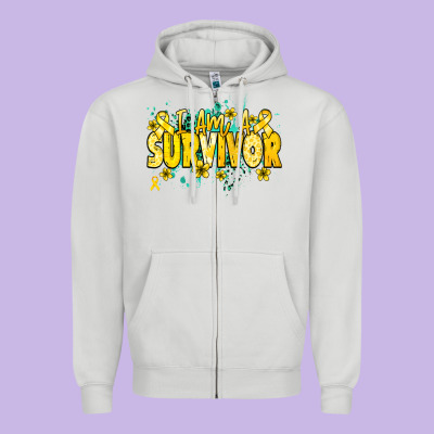 I Am A Survivor Yellow Ribbon Zipper Hoodie Designed By Nancycooperartshop