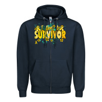 Navy I am a survivor yellow ribbon Zipper Hoodie - NancyCooperArtShop
