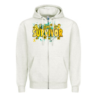 Oatmeal Heather I am a survivor yellow ribbon Zipper Hoodie - NancyCooperArtShop