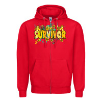 Red I am a survivor yellow ribbon Zipper Hoodie - NancyCooperArtShop