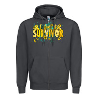 Smoke I am a survivor yellow ribbon Zipper Hoodie - NancyCooperArtShop