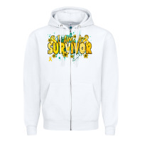 White I am a survivor yellow ribbon Zipper Hoodie - NancyCooperArtShop