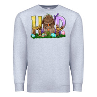 Heather Grey Hop Rabbit Easter Day Premium Sweatshirt - HowdyJamesFarm