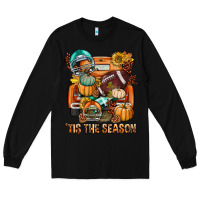 Black Tis The Season Fall Football Truck Long Sleeve Tee - BundleAndBundleShop