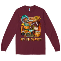 Burgundy Tis The Season Fall Football Truck Long Sleeve Tee - BundleAndBundleShop