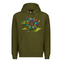 Army Green western sunflower Premium Hoodie - JahusDesignShop