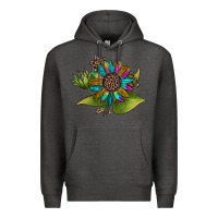 Charcoal Heather western sunflower Premium Hoodie - JahusDesignShop