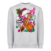 Heather Grey Pink Christmas Breast Cancer Ribbon Basketball Heavyweight Sweatshirt - BundleAndBundleShop