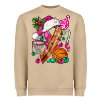 Mushroom Pink Christmas Breast Cancer Ribbon Basketball Heavyweight Sweatshirt - BundleAndBundleShop