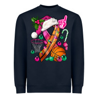 Navy Pink Christmas Breast Cancer Ribbon Basketball Heavyweight Sweatshirt - BundleAndBundleShop