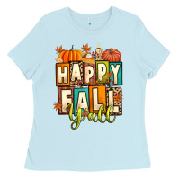 Baby Blue happy fall y'all Ladies Tee - Artiststas
