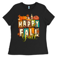 Black happy fall y'all Ladies Tee - Artiststas