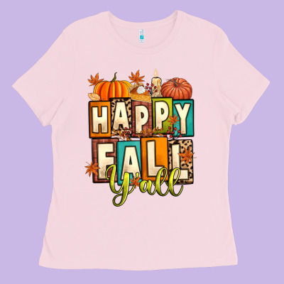 Happy Fall Y'all Ladies Tee Designed By Artiststas