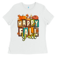 White happy fall y'all Ladies Tee - Artiststas