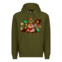 Army Green reindeer joy christmas Premium Hoodie - CowGirlArtShop