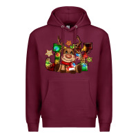Burgundy reindeer joy christmas Premium Hoodie - CowGirlArtShop