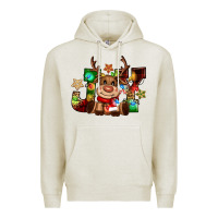 Oatmeal Heather reindeer joy christmas Premium Hoodie - CowGirlArtShop