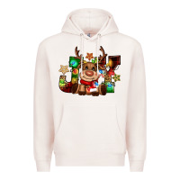 Pale Pink reindeer joy christmas Premium Hoodie - CowGirlArtShop