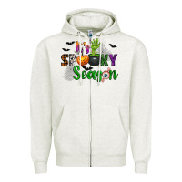 Oatmeal Heather It's Spooky Season Zipper Hoodie - texasbilliewilder