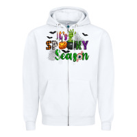 White It's Spooky Season Zipper Hoodie - texasbilliewilder
