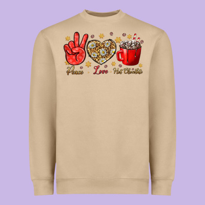 Peace Love Hot Chocolate Heavyweight Sweatshirt Designed By Bundleandbundleshop