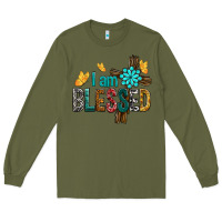 Army Green I Am Blessed Cross Long Sleeve Tee - BundleAndBundleShop