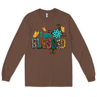 Chestnut I Am Blessed Cross Long Sleeve Tee - BundleAndBundleShop