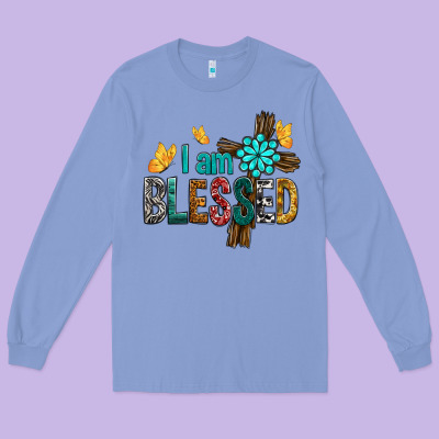 I Am Blessed Cross Long Sleeve Tee Designed By Bundleandbundleshop
