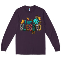 Plum I Am Blessed Cross Long Sleeve Tee - BundleAndBundleShop