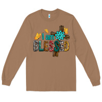 Toasted Coconut I Am Blessed Cross Long Sleeve Tee - BundleAndBundleShop