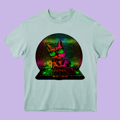 House Cat (rainbow Dj Kitty) Heavy Core Tee Designed By Bettercallsaul