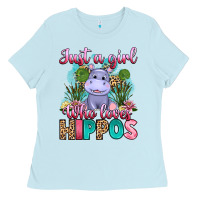 Baby Blue just a girl who loves hippos Ladies Tee - Artiststas