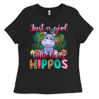 Black just a girl who loves hippos Ladies Tee - Artiststas