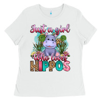White just a girl who loves hippos Ladies Tee - Artiststas