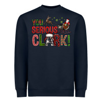 Navy You Serious Clark With Santa Sleigh Heavyweight Sweatshirt - BundleAndBundleShop
