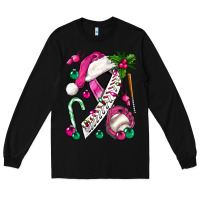 Pink Christmas Breast Cancer Ribbon Baseball Long Sleeve Tee | Teevron