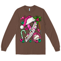 Chestnut Pink Christmas Breast Cancer Ribbon Baseball Long Sleeve Tee - BundleAndBundleShop