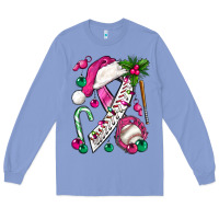 Colony Blue Pink Christmas Breast Cancer Ribbon Baseball Long Sleeve Tee - BundleAndBundleShop