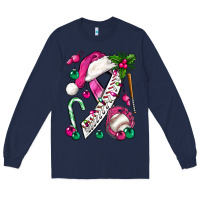 Navy Pink Christmas Breast Cancer Ribbon Baseball Long Sleeve Tee - BundleAndBundleShop