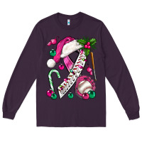 Plum Pink Christmas Breast Cancer Ribbon Baseball Long Sleeve Tee - BundleAndBundleShop