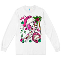White Pink Christmas Breast Cancer Ribbon Baseball Long Sleeve Tee - BundleAndBundleShop