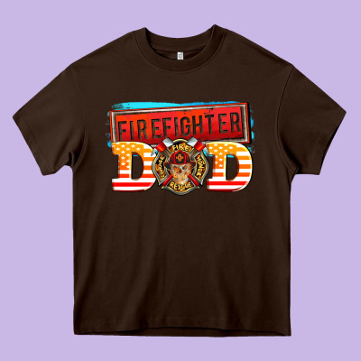 Firefighter Dad Heavy Core Tee Designed By Adodesignshop