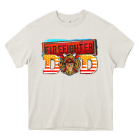 Cream firefighter dad Heavy Core Tee - AdoDesignShop