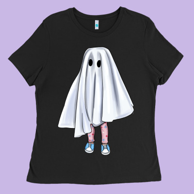 Cute Ghost Ladies Tee Designed By Bundleandbundleshop