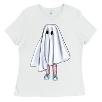 White cute ghost Ladies Tee - BundleAndBundleShop