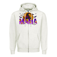 Oatmeal Heather Halloween Mama Zipper Hoodie - texasbilliewilder
