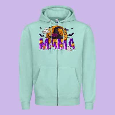Halloween Mama Zipper Hoodie Designed By Texasbilliewilder