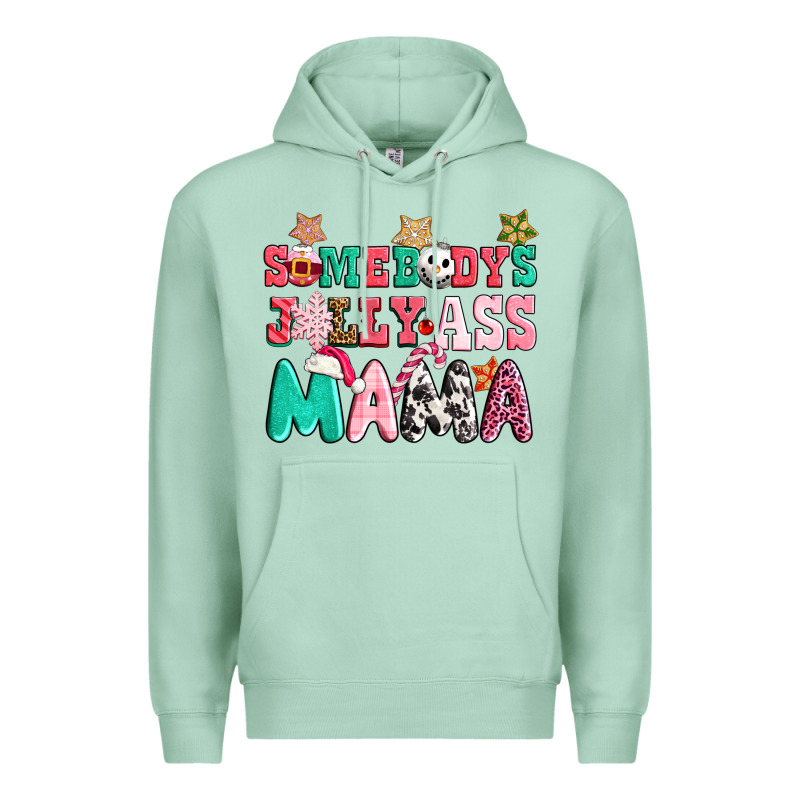 Somebody Jolly Ass Mama Pink Christmas Premium Hoodie by CowGirlArtShop | Teevron