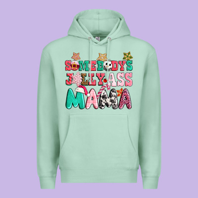 Somebody Jolly Ass Mama Pink Christmas Premium Hoodie Designed By Cowgirlartshop