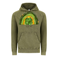 Vintage Olive st patrick s day shamrock rainbow Vintage Hoodie - MaliasSmallBusiness